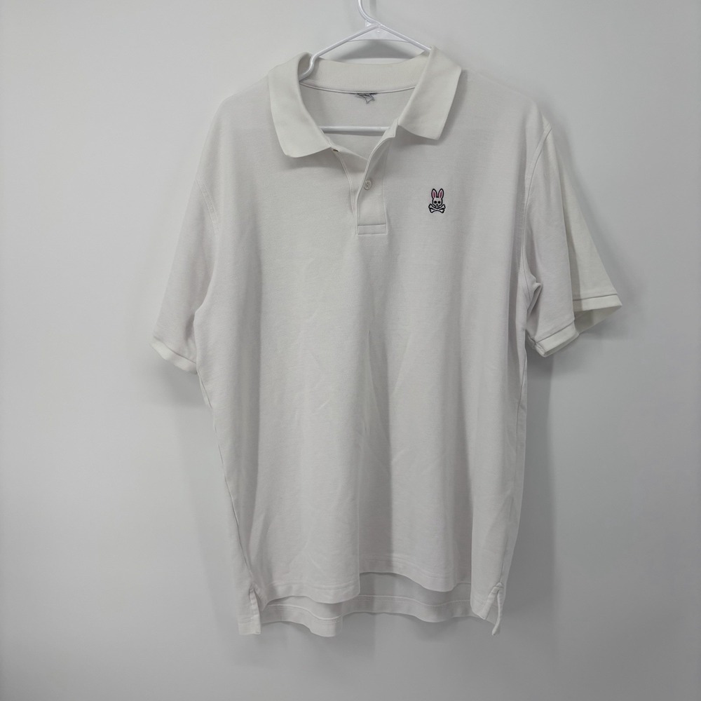 Psycho Bunny Mens Classic Polo Shirt White Chest 46" L/XL *See Measurements‎